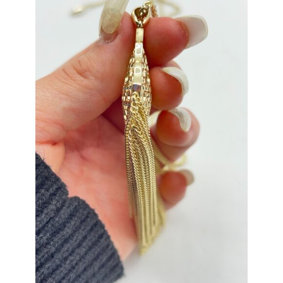Kendra Scott Gold Filigree Tassel Pendant Necklace With Long Chain - Picture 3 of 5